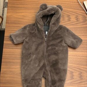 GAP Brown Fleece Baby Footie with Bear Ears